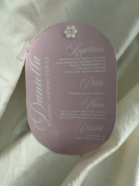 Menu & Seating Card- BABY PINK with FLORAL