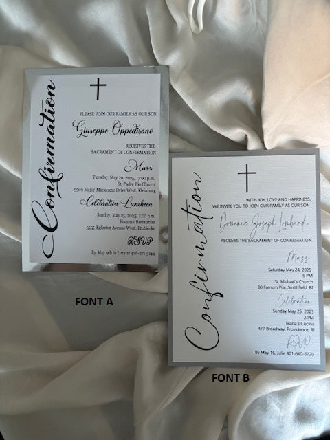 Sacrament Invitation-MODERN WHITE & SILVER