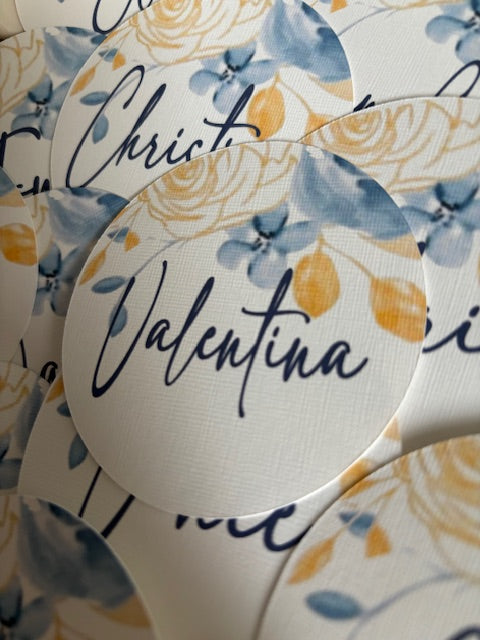 Guest Seating Card- BLUE & YELLOW FLORAL