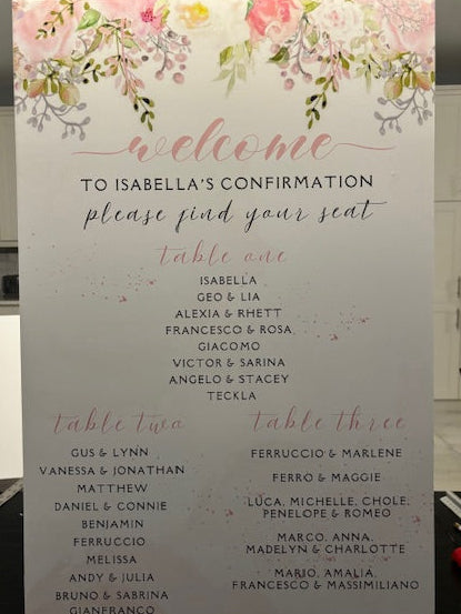 Guest Seating -FLORAL POSTER BOARD-pick up only