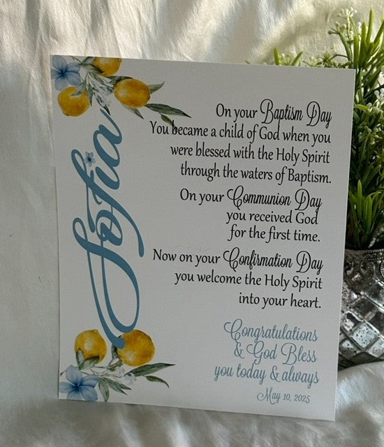 Confirmation Blessing Sign -LEMON THEME