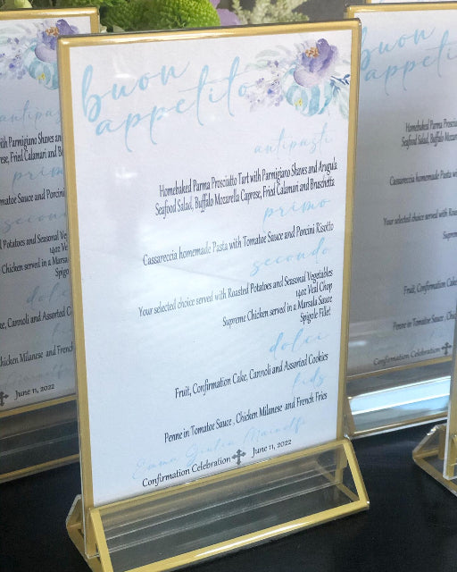 Menu -PURPLE & BLUE FLORAL