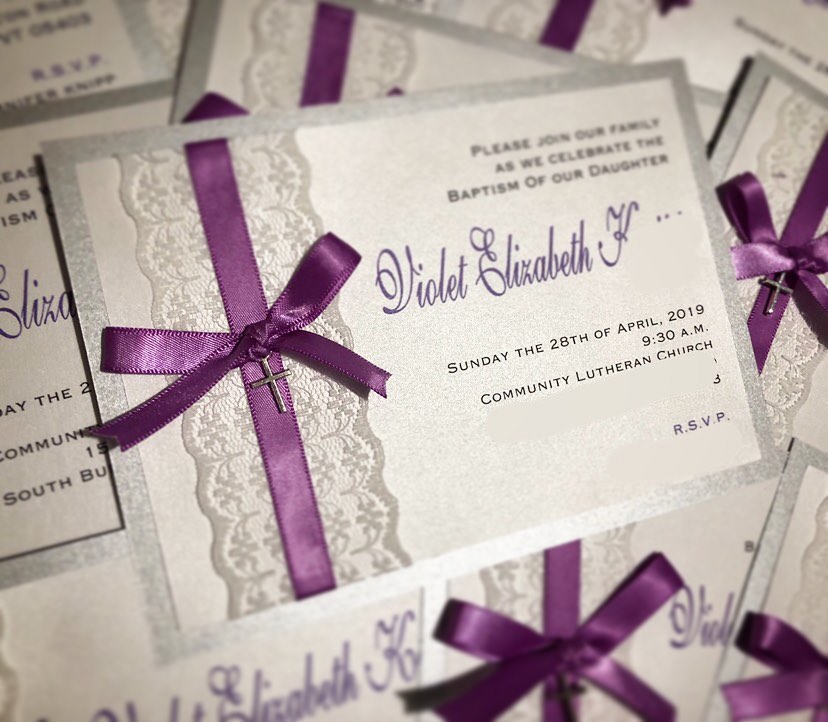Sacrament Invitation- PURPLE & WHITE
