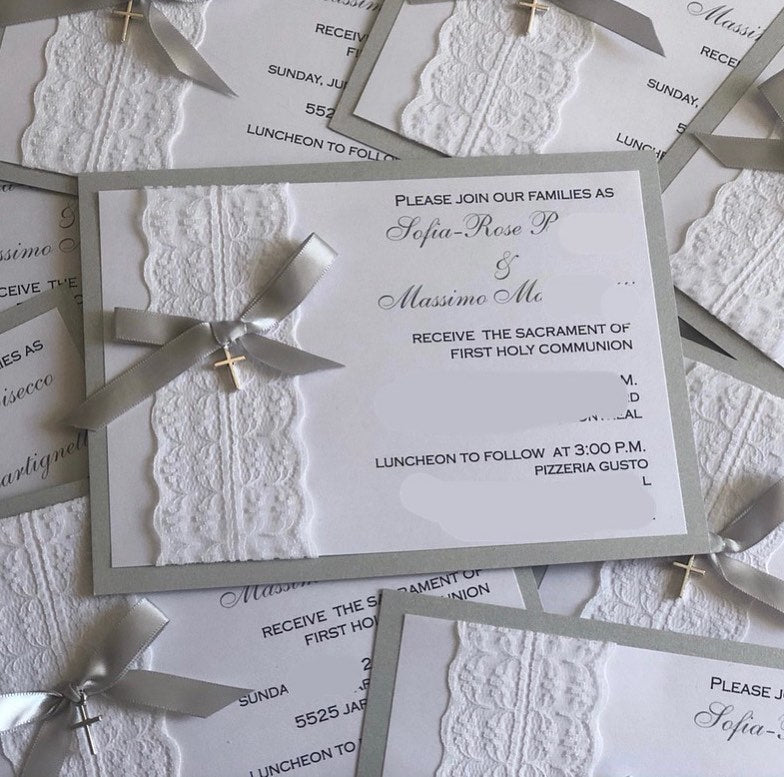 Sacrament Invitation- SILVER & WHITE