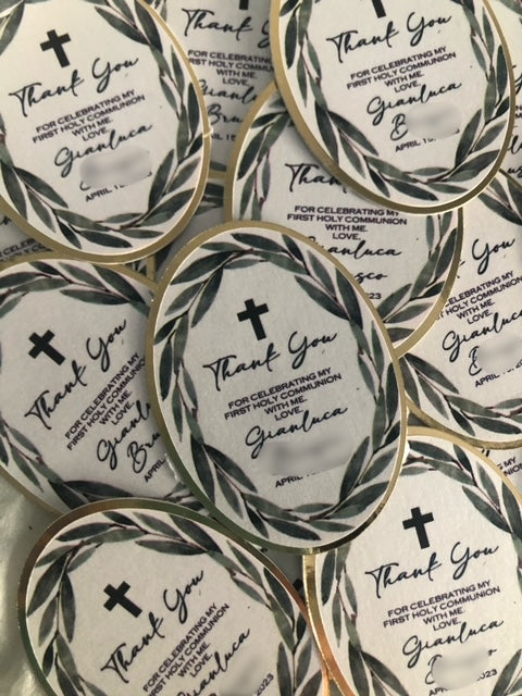 Thank You Tags- WHITE & GREENERY OVAL