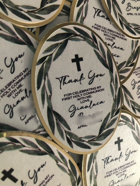 Thank You Tags- WHITE & GREENERY OVAL