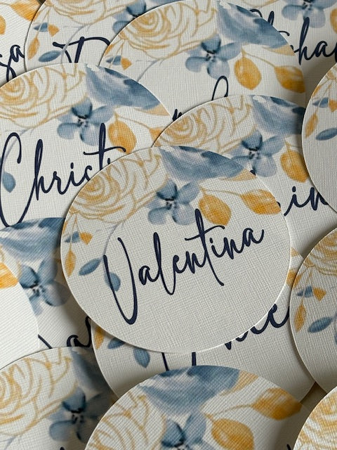 Guest Seating Card- BLUE & YELLOW FLORAL