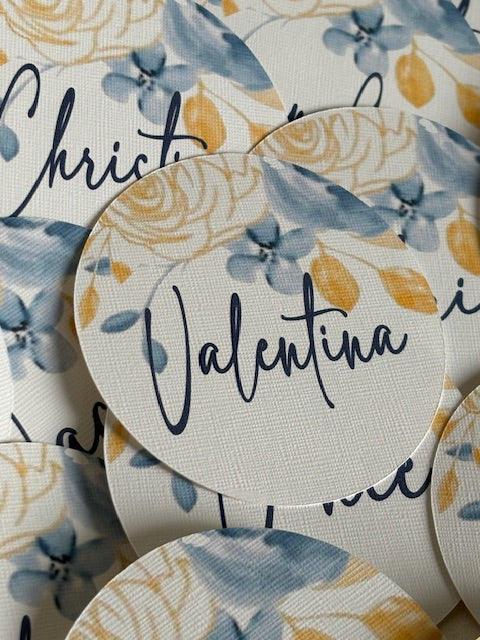 Guest Seating Card- BLUE & YELLOW FLORAL