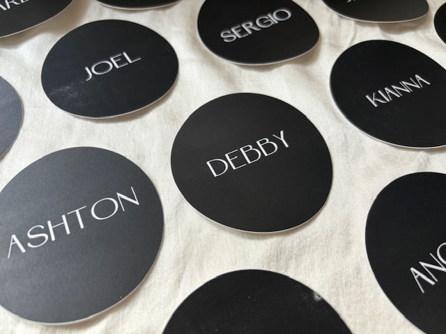 Guest Seating Card- BLACK ROUND