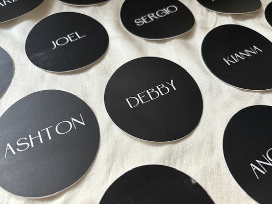 Guest Seating Card- BLACK ROUND
