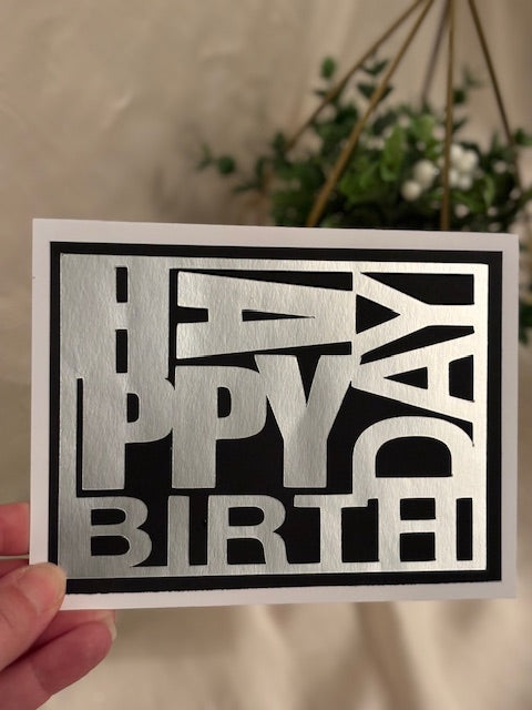 Birthday Card -Black & Silver