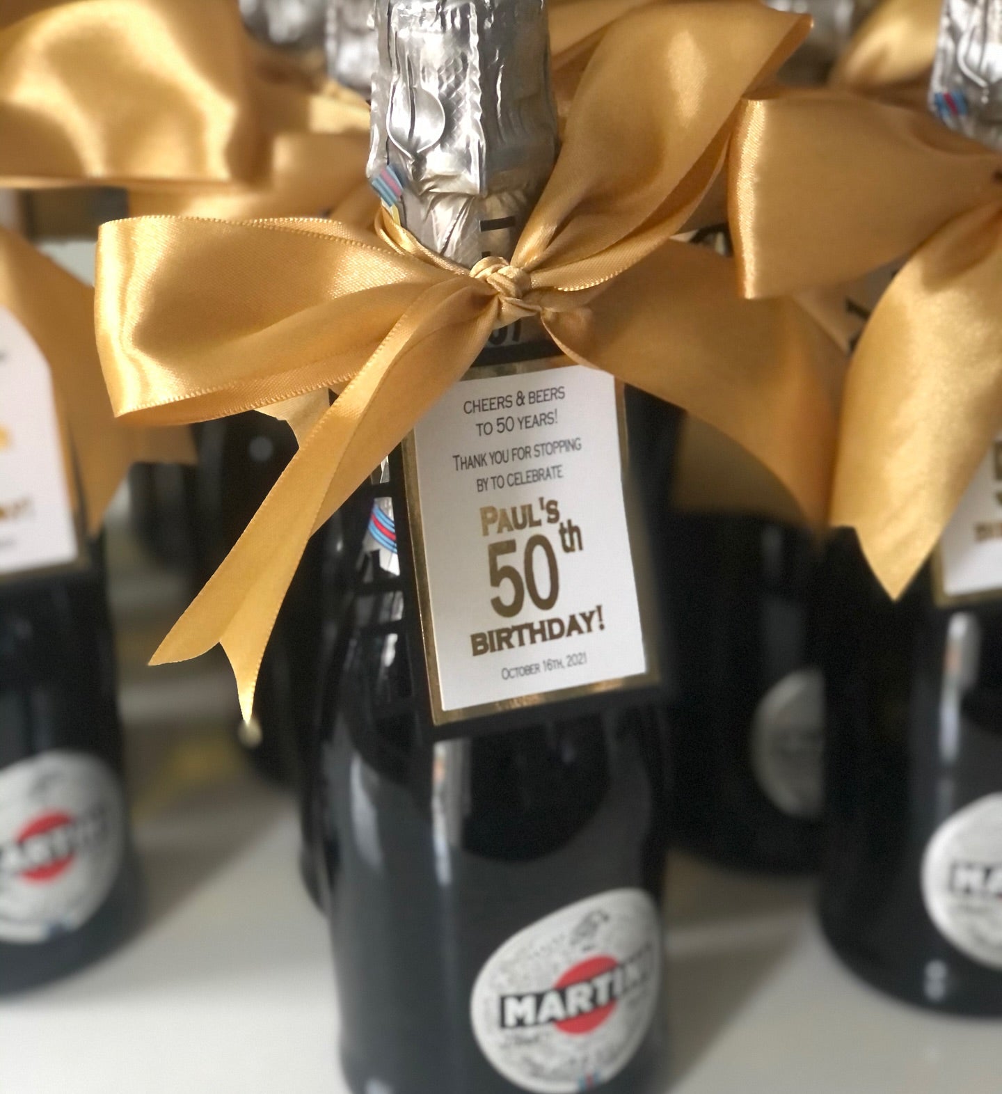Thank You Bottle Tag- Gold and White