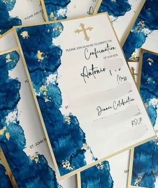 Sacrament Invitation-BLUE & GOLD