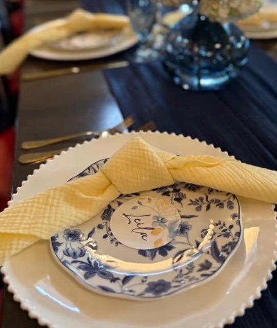 Guest Seating Card- BLUE & YELLOW FLORAL