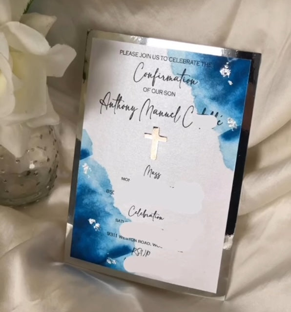 Sacrament Invitation-BLUE & SILVER