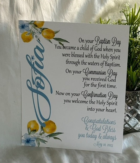Confirmation Blessing Sign -LEMON THEME