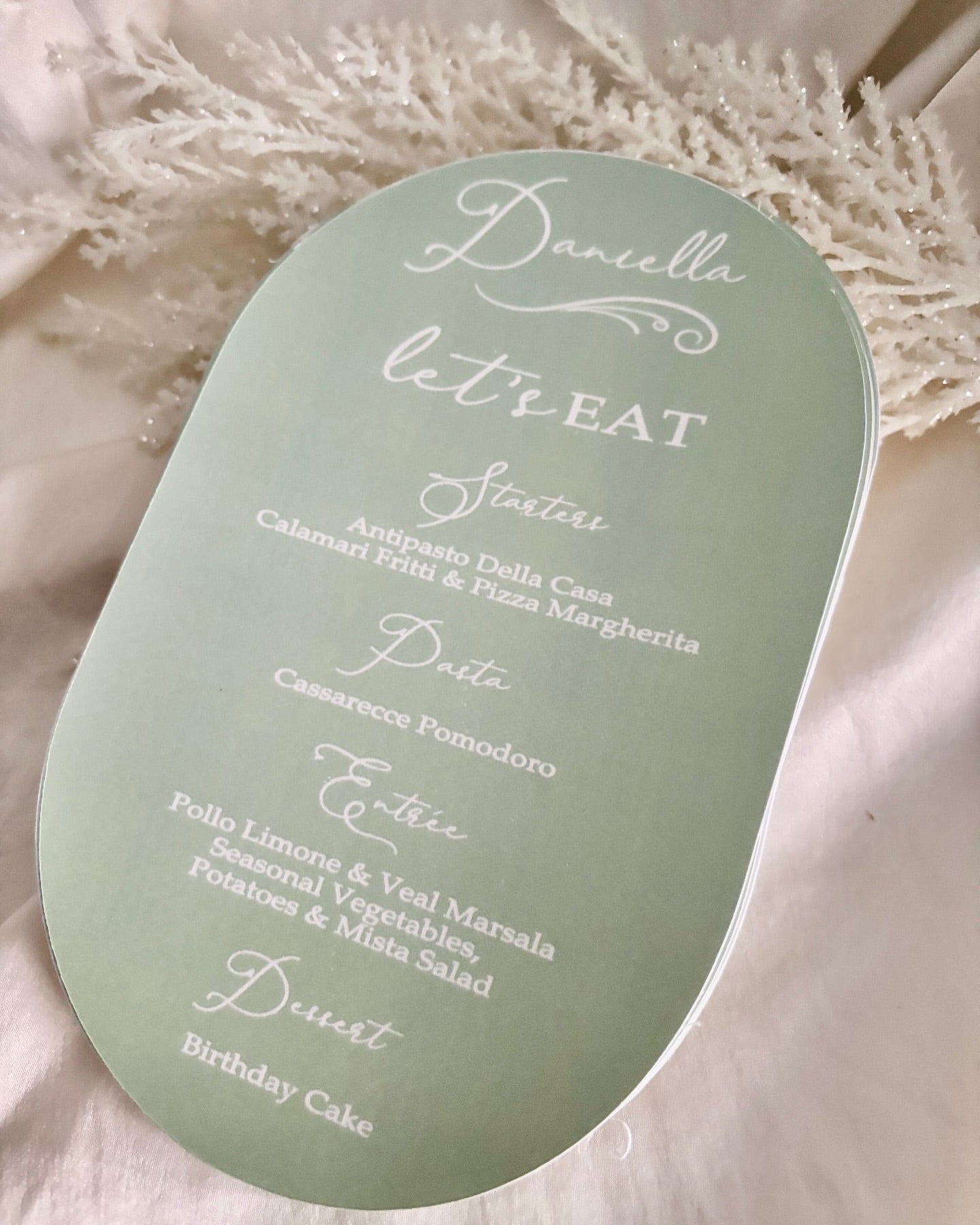 Menu & Seating Card- SAGE OVAL