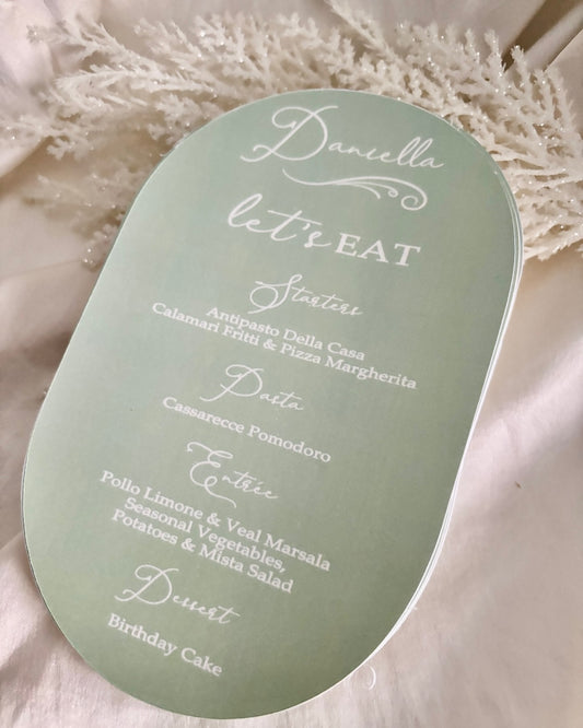 Menu & Seating Card- SAGE OVAL