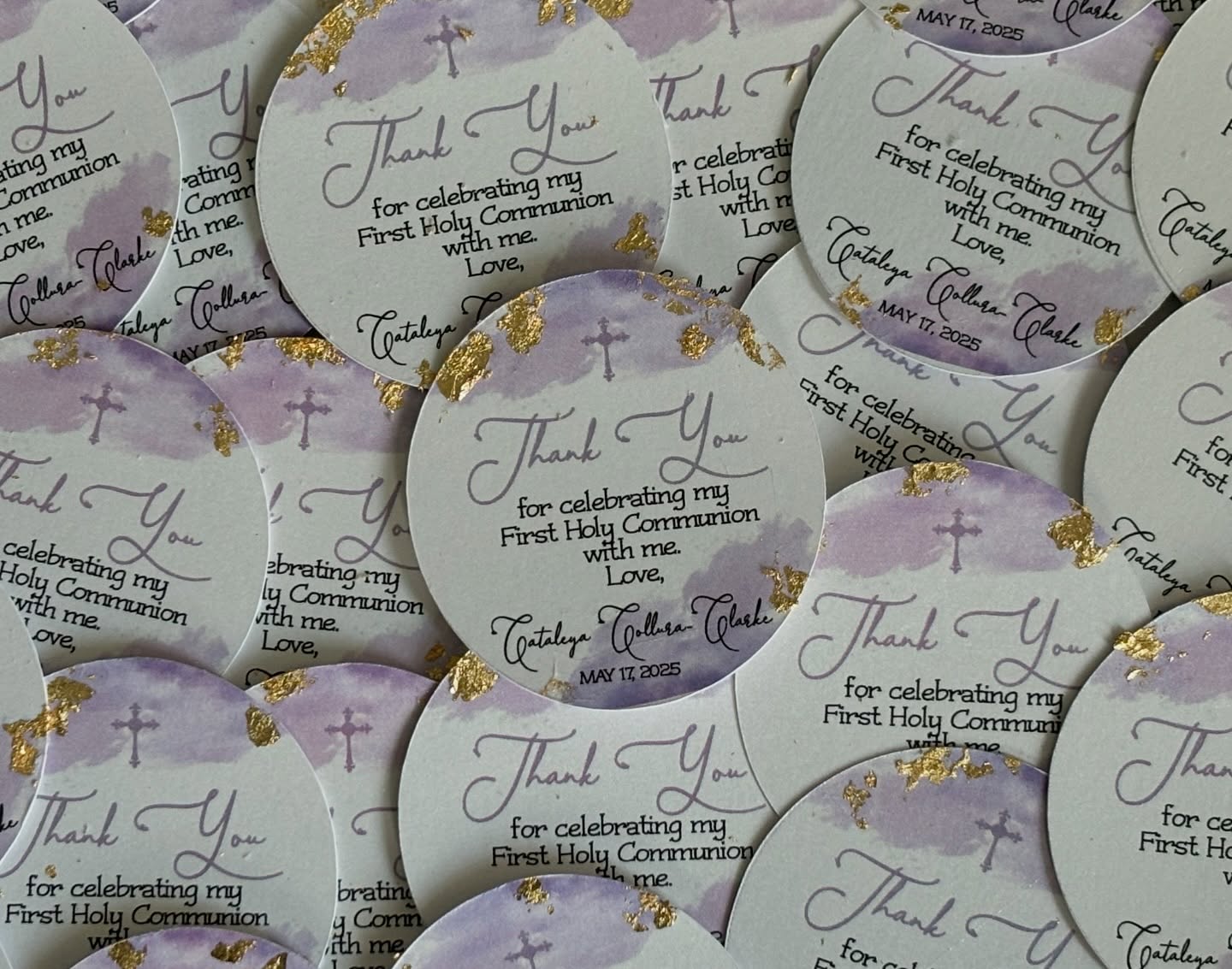 Thank You Tags-PURPLE & WHITE ROUND